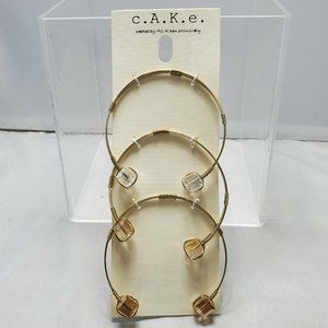 C.A.K.E. 3pc gold with multi stone cuff bracelet